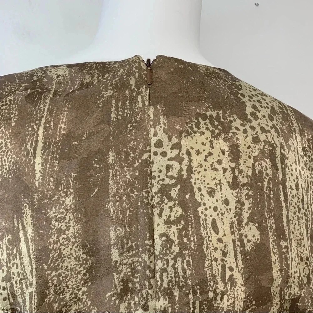 Vintage Skirt Blouse Set Size 18 100% Silk Long Sleeve Midi Pleats Elastic Wais